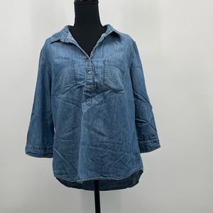 Vintage Liz Claiborne Denim Shirt | 90s Button Up | Classic Oversized Top L